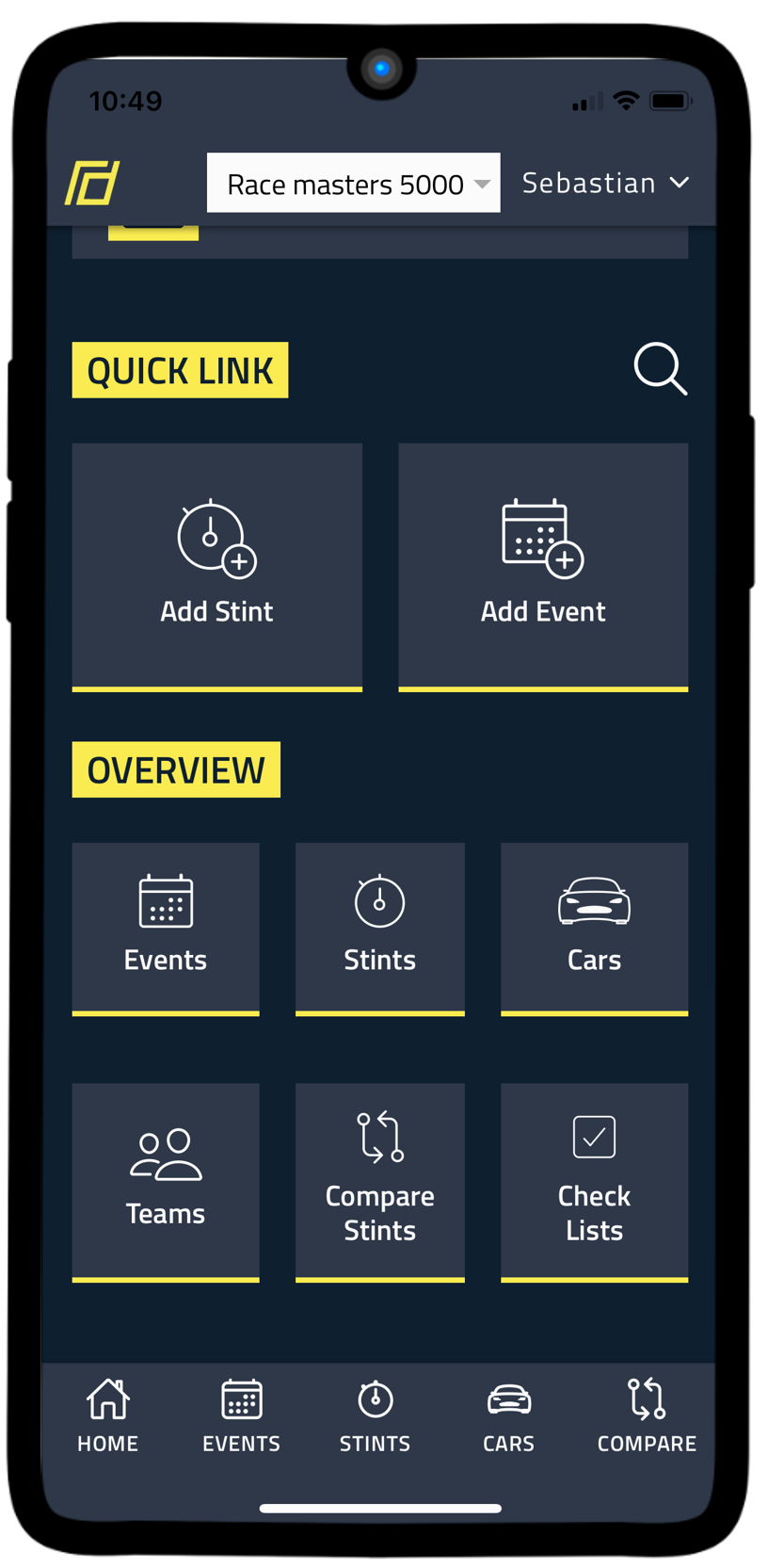RaceData app screenshot