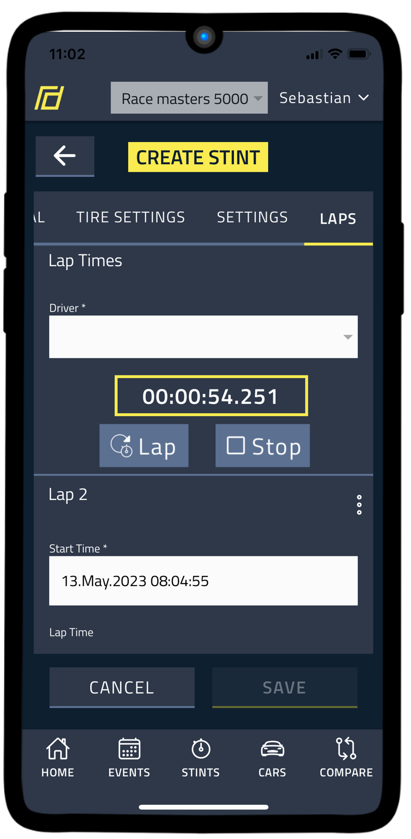 RaceData app screenshot