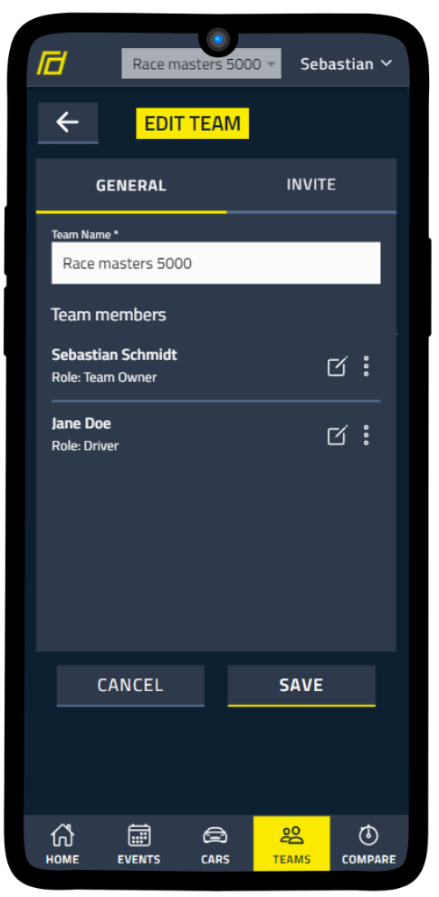 RaceData app screenshot