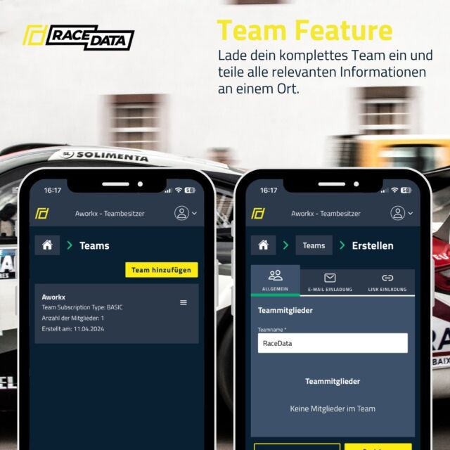 Mit der Team-Verwaltung kannst du dein komplettes Rennteam einfach in die App einladen und jedem Mitglied eine passende Rolle zuweisen. So sieht jeder genau die Informationen, die für ihn relevant sind. 🏁

✨ Team-Verwaltung: Lade dein Rennteam über einen Einladungslink ein und weise Rollen wie Team Owner, Car Chief oder Driver zu. Jedes Mitglied hat Zugriff auf die für ihn wichtigen Bereiche der App. 👥

Nutze dieses Feature, um die Zusammenarbeit im Team zu verbessern und alle auf dem gleichen Stand zu halten. Probiere die App kostenlos aus und gib uns Feedback, damit wir uns weiter verbessern können! 🌟

#RacingApp #Motorsport #Rennsport #TeamVerwaltung #Teamwork #Organisation #Daten #Racedata